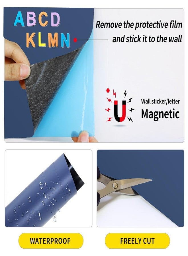 ورق لاصق مغناطيسي للسبورة، مقاس 24 × 36 بوصة، ورق جدران سبورة قابل للتقشير واللصق، ملصق جداري مغناطيسي للسبورة السوداء للمنزل وغرفة اللعب والفصل الدراسي (أزرق رمادي) - Image 3